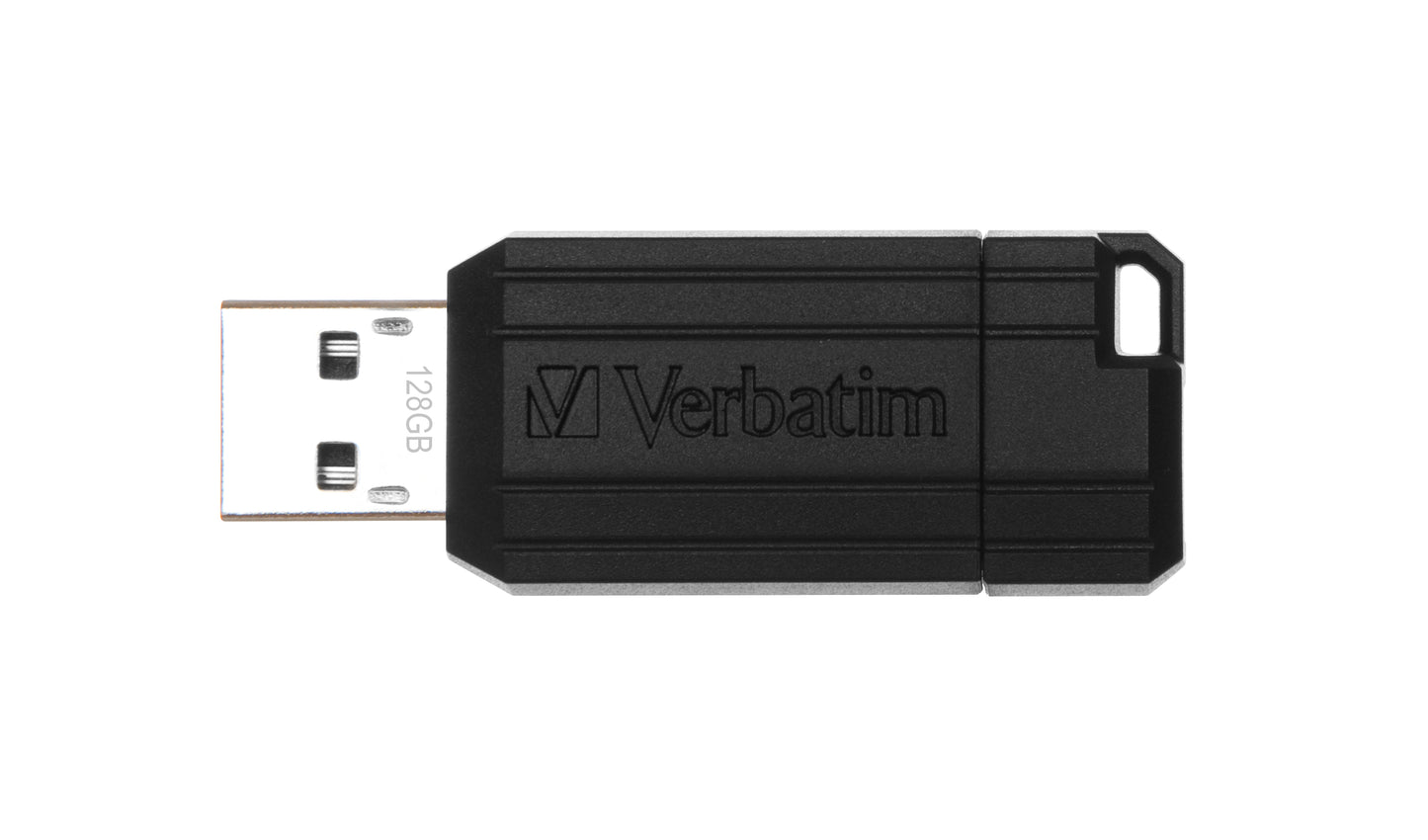 Memoria USB Verbatim PinStripe de 128 GB Color Negro