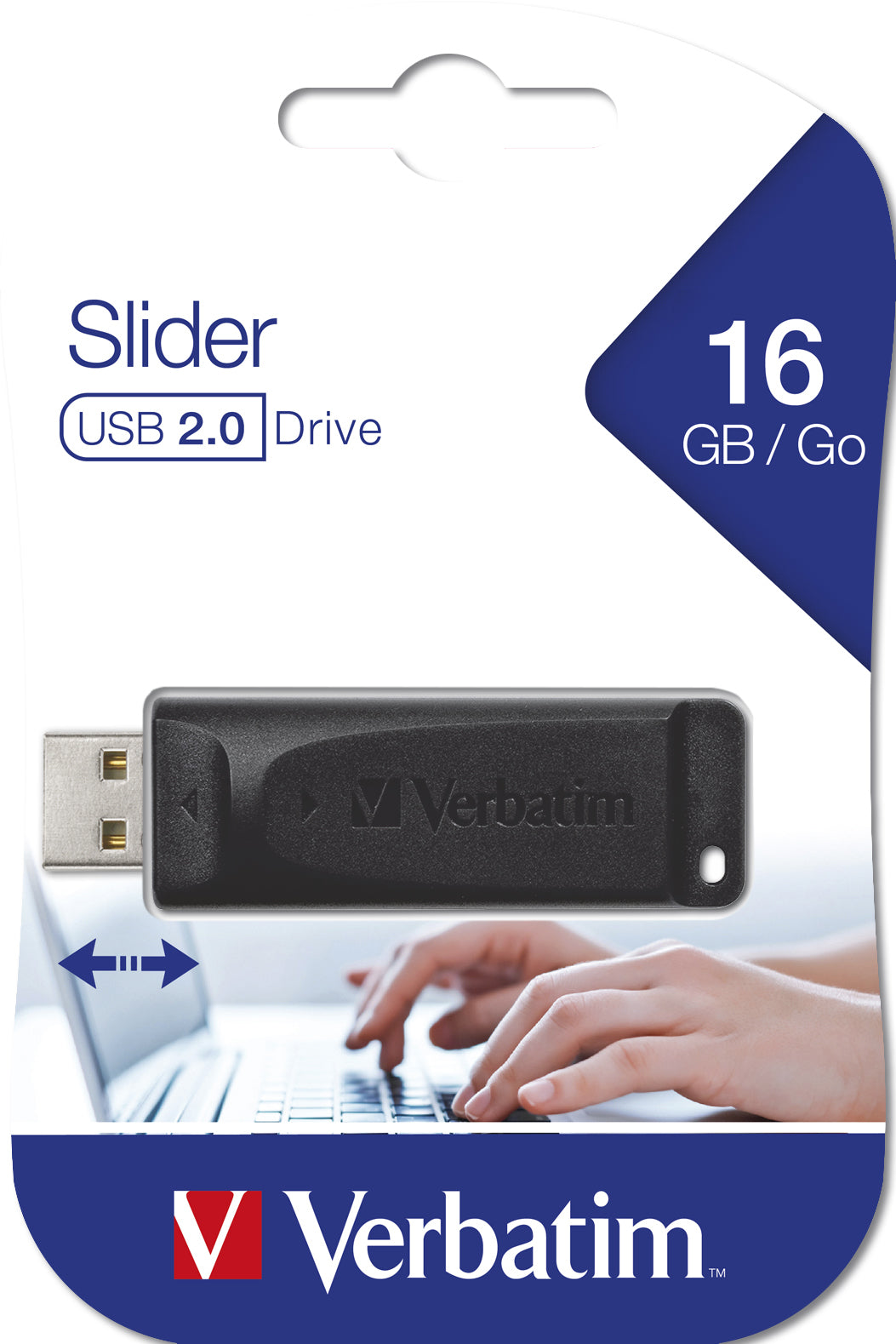 Memoria USB VERBATIM Flash 2.0 Slider 16GB - Negro