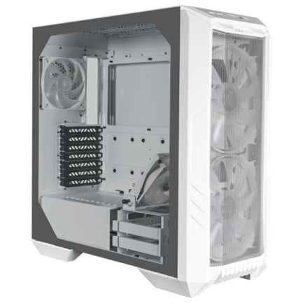 Gabinete Gamer Cooler Master MasterBox HAF 500 Media Torre ITX mATX ATX 4xFan RGB Cristal Templado Blanco
