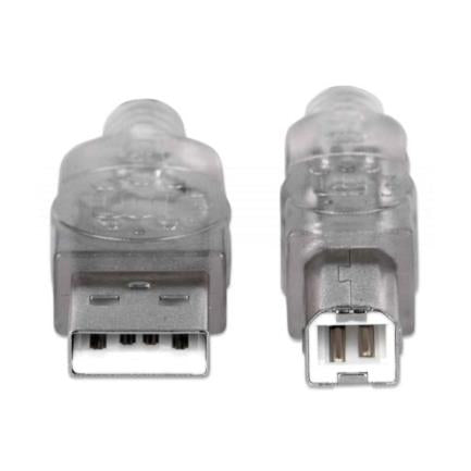 Cable Manhattan USB-B Alta Velocidad 2.0 5m Color Plata