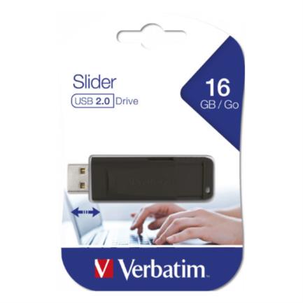 Memoria USB VERBATIM Flash 2.0 Slider 16GB - Negro
