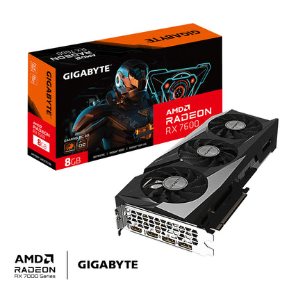 Tarjeta de Video Gigabyte Gaming Radeon RX7600 OC 8GB Triple Fan RGB GDDR6 PCIe 4.0 2xHDMI 2xDP