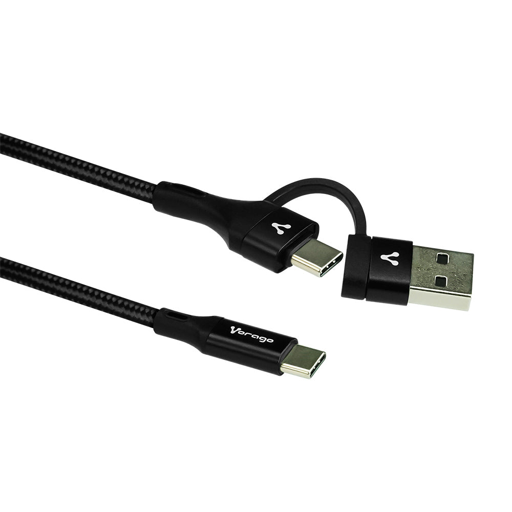 CABLE VORAGO CAB-126 TIPO C ADA PTADOR USB A PD 60W CARGA RAP NEGRO