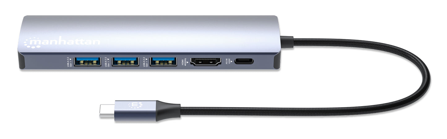 Estacion Docking USB-C  MANHATTAN con Hub 6 en 1