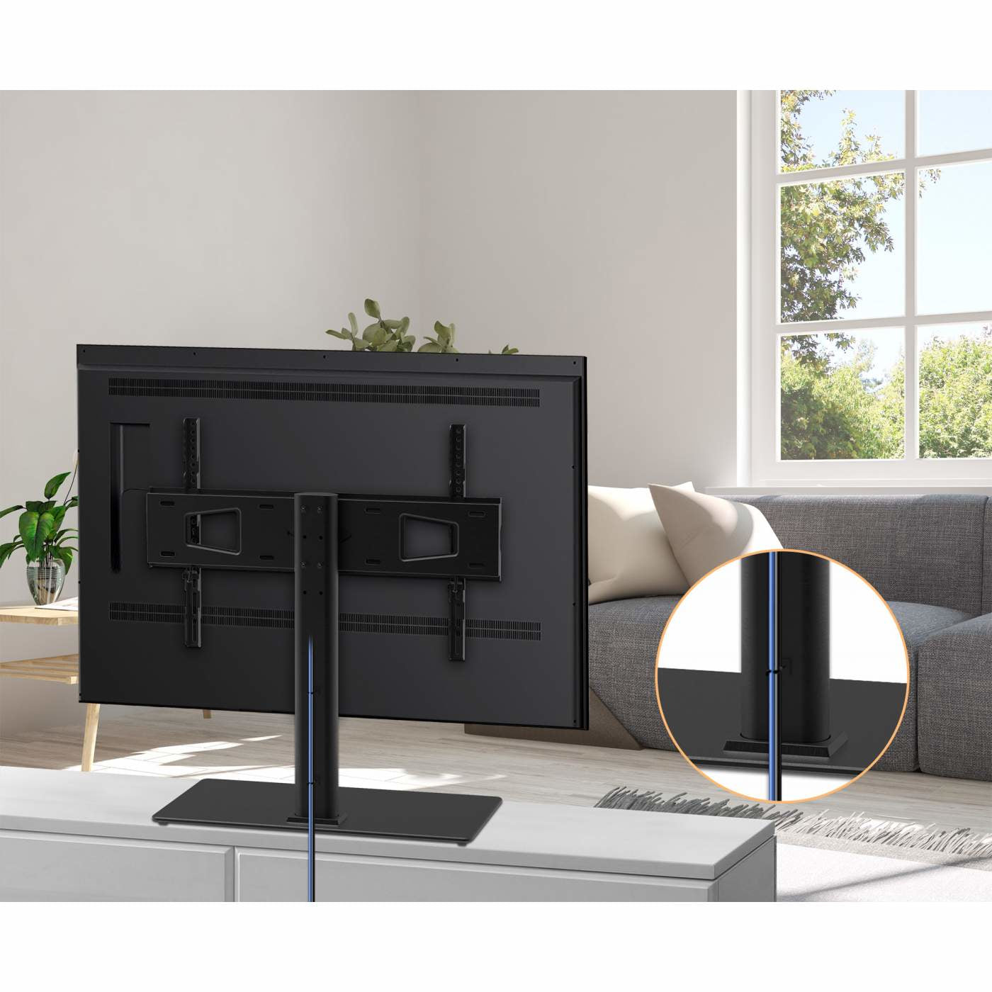 SOPORTE TV P/MESA 32 A 65 45KG ALTURA AJUSTABLE BASE DE VIDRIO