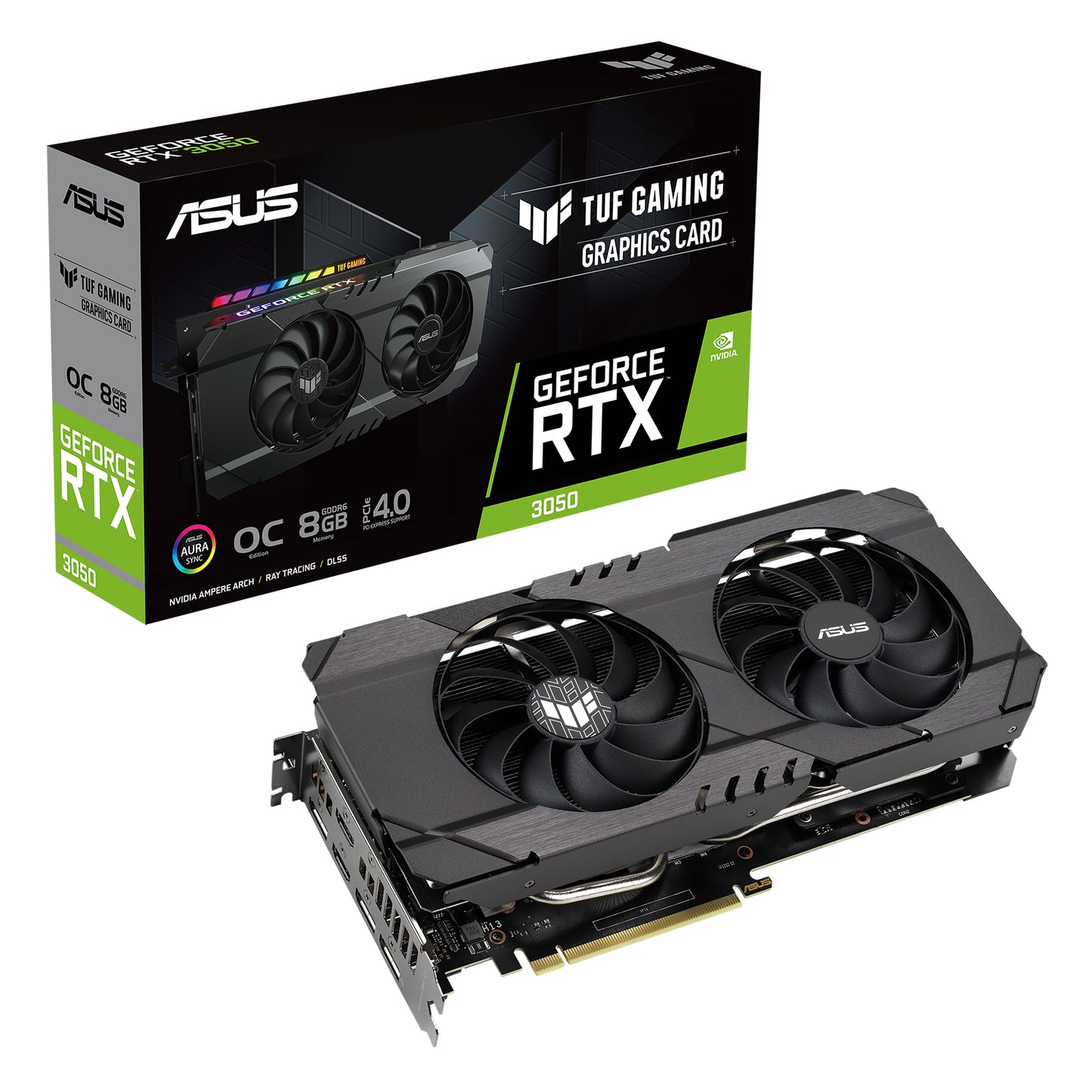 Tarjeta de Video Asus TUF Gaming GeForce RTX3050 OC 8GB ARGB Dual Fan GDDR6 PCIe 4.0 2xHDMI 3xDP