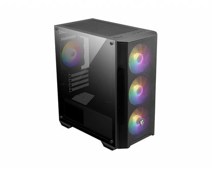 Gabinete Gamer MSI MAG FORGE M100A Mid Tower mATX ITX 4xFan RGB Cristal Templado Color Negro