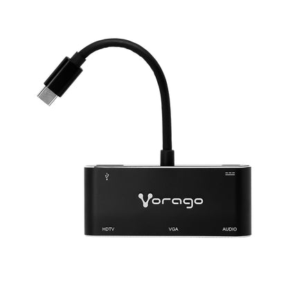 CONVERTIDOR VORAGO 5EN1 ADP-350 USB TIPO C A HDMIVGAUSB 3.0JACK