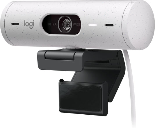 Cámara Web Logitech Brio 500 FHD Resolución 1080p Corrección Iluminación Encuadre Automático Color Blanco Crudo