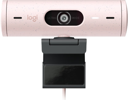 Cámara Web Logitech Brio 500 FHD Resolución 1080p Corrección Iluminación Encuadre Automático Color Rosa