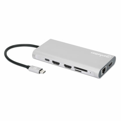 Docking Manhattan USB-C para Triple Monitor HDMI/USB-C/PD/SD/micro SD