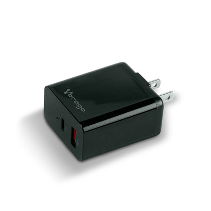 CARGADOR P/PARED AU-350 QUICK CHARGE 3.0 20W USB A Y TIPOC NEGRO