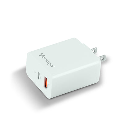 CARGADOR P/PARED AU-350 QUICK CHARGE 3.0 20W USB A Y TIPO C BLANC