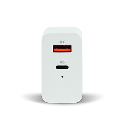 CARGADOR P/PARED AU-350 QUICK CHARGE 3.0 20W USB A Y TIPO C BLANC