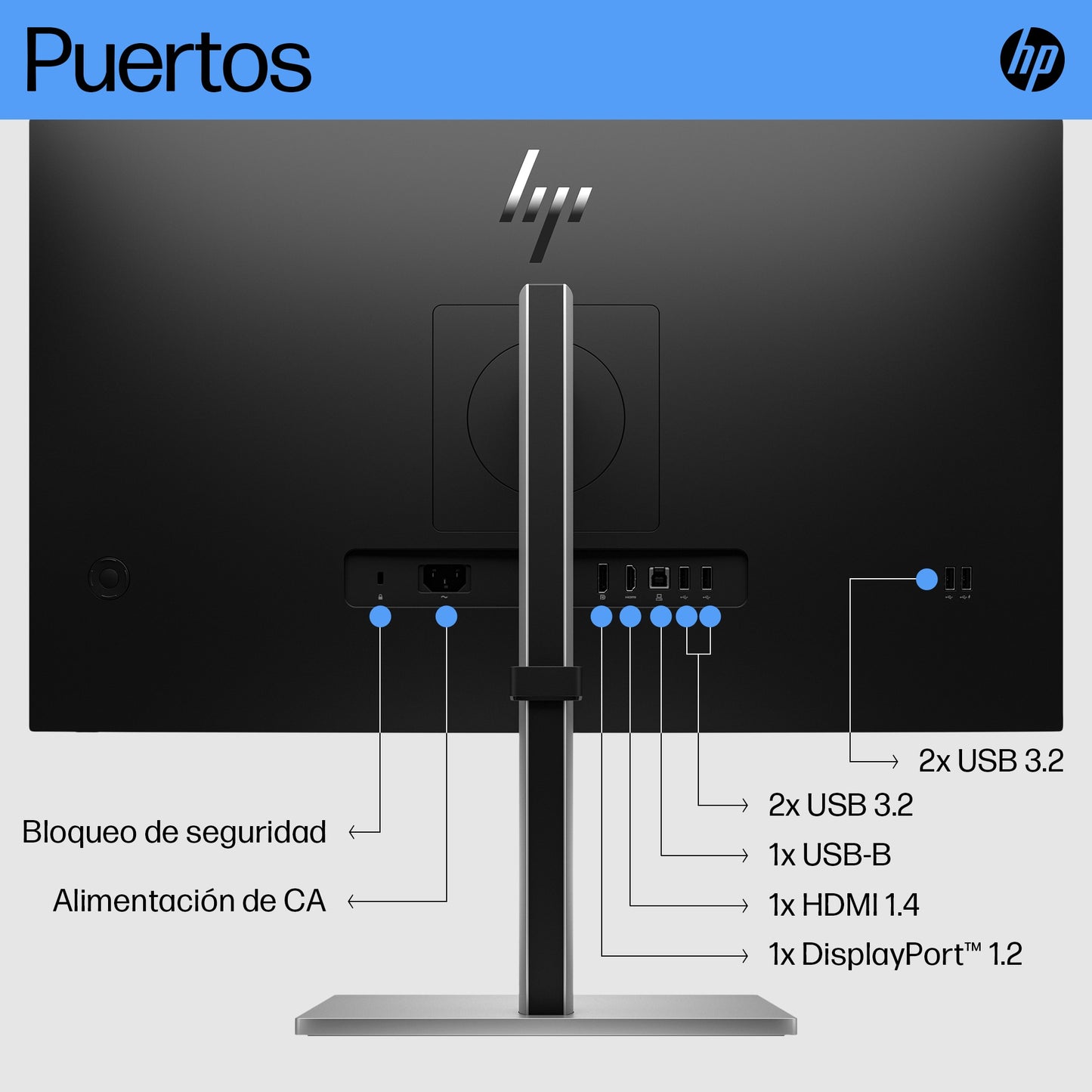 Monitor HP E27 G5 27" FHD Resolución 1920x1080 Panel IPS