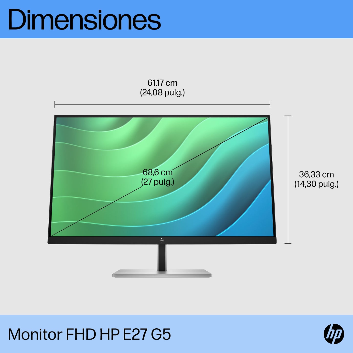 Monitor HP E27 G5 27" FHD Resolución 1920x1080 Panel IPS