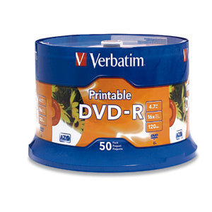 DVD-R VERBATIM 4.7GB 16X Blanco Imprimible C/50