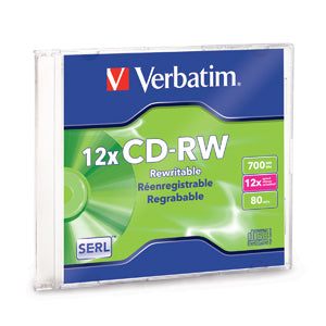 Disco VERBATIM CD-RW 4X-12X 80MIN 700MB Slim Case