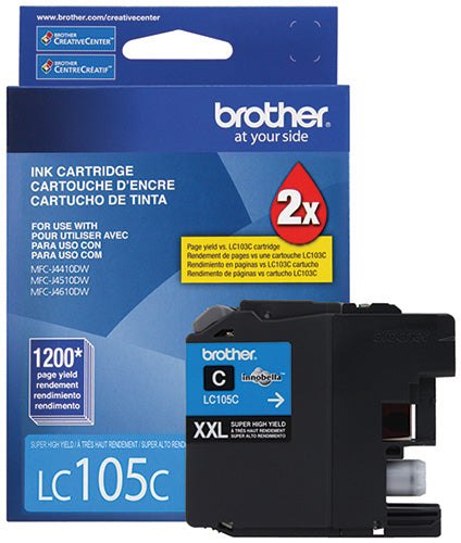 Tinta Brother LC105C Rendimiento 1200 Páginas Color Cian