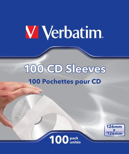 Sobres de Papel Verbatim C/Ventana Transparente para CD/DVD C/100