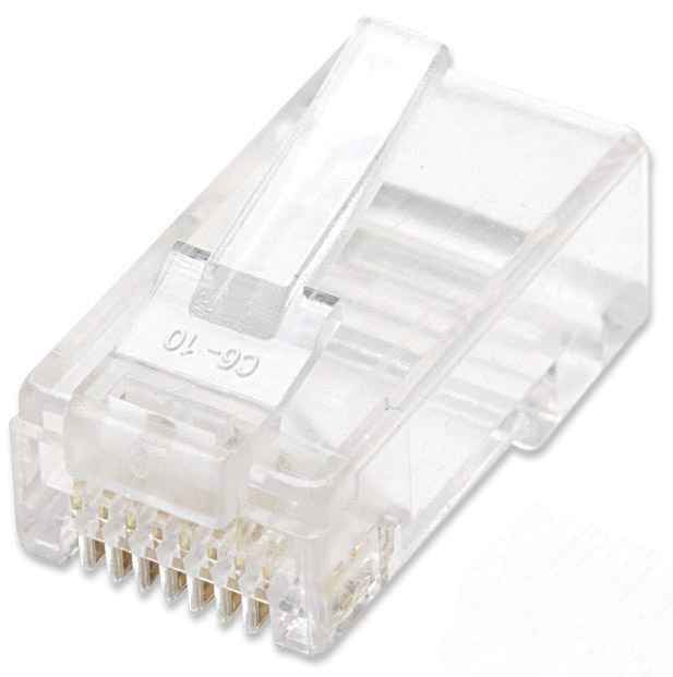 Plug Intellinet RJ45 Cat 5e UTP Sólido 15 Micras Bote C/100 Pzas