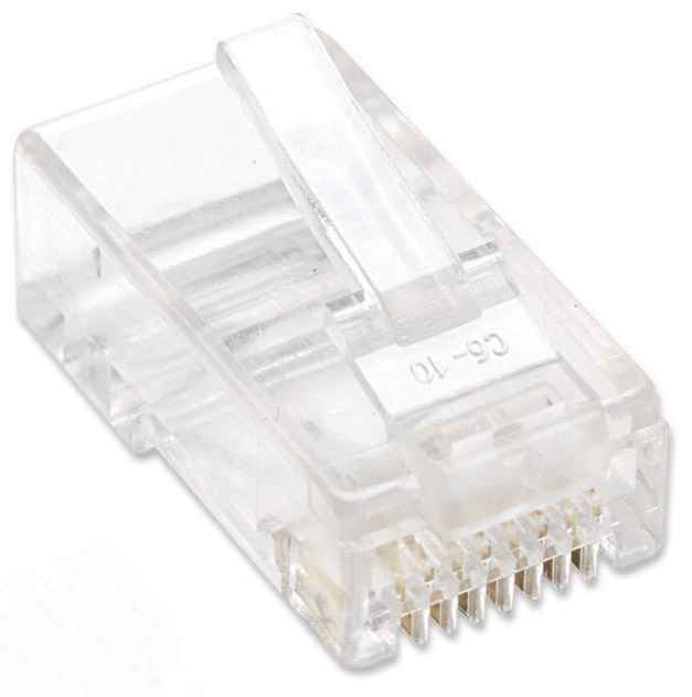 Plug Intellinet RJ45 Cat 5e UTP Sólido 15 Micras Bote C/100 Pzas