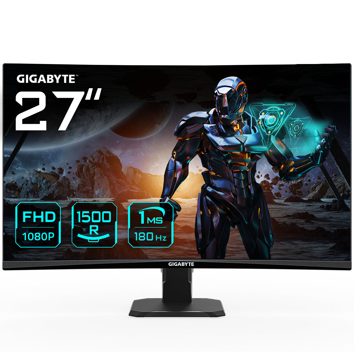 Monitor Curvo Gaming Gigabyte GS27FC 27 VA FHD 1920x1080 2xHDMI 1xDP 1ms MPRT 180Hz HDR 1500R FreeSync Color Negro