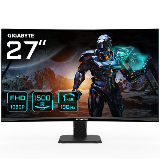 Monitor Curvo Gaming Gigabyte GS27FC 27 VA FHD 1920x1080 2xHDMI 1xDP 1ms MPRT 180Hz HDR 1500R FreeSync Color Negro
