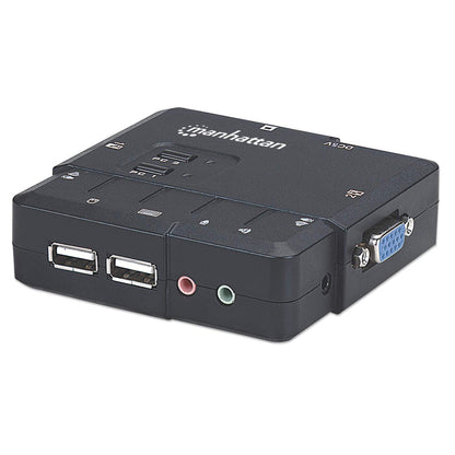 SWITCH KVM 2 PTOS USB Y 2PTOS VGA 3.5MM 1600X900 CON JUEGO CABLES