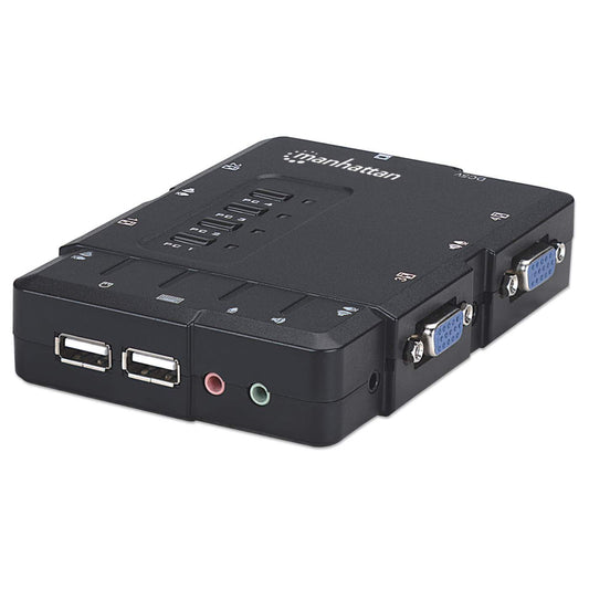 SWITCH KVM 4 PTOS USB Y 4PTOS VGA 3.5MM 1600X900 CON JUEGO CABLES