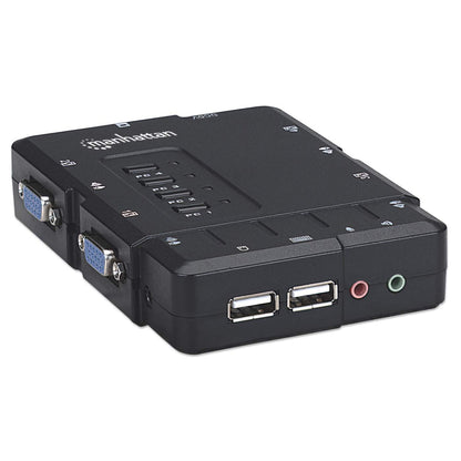 SWITCH KVM 4 PTOS USB Y 4PTOS VGA 3.5MM 1600X900 CON JUEGO CABLES