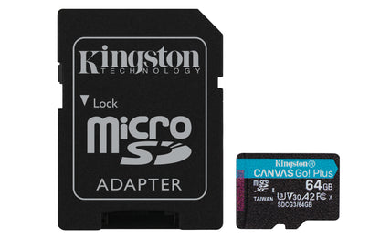 MICRO SDXC MEMORIA KINGSTON 64GB CANVAS GO PLUS A2 U3 V30 CARD