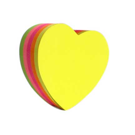 NOTAS ADHESIVAS MAE FIG CORAZON NEON 64X67MM 5 COLORES 250H