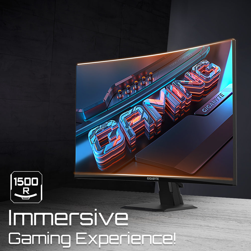 Monitor Curvo Gaming Gigabyte GS27FC 27 VA FHD 1920x1080 2xHDMI 1xDP 1ms MPRT 180Hz HDR 1500R FreeSync Color Negro