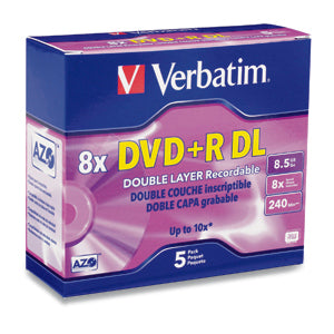 DVD+R Verbatim DL 8.5GB 8X Caja C/5 Pzas