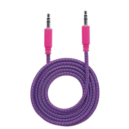 CABLE ESTEREO A IPOD M-M 1.0M TEXTIL MORADO/ROSA.