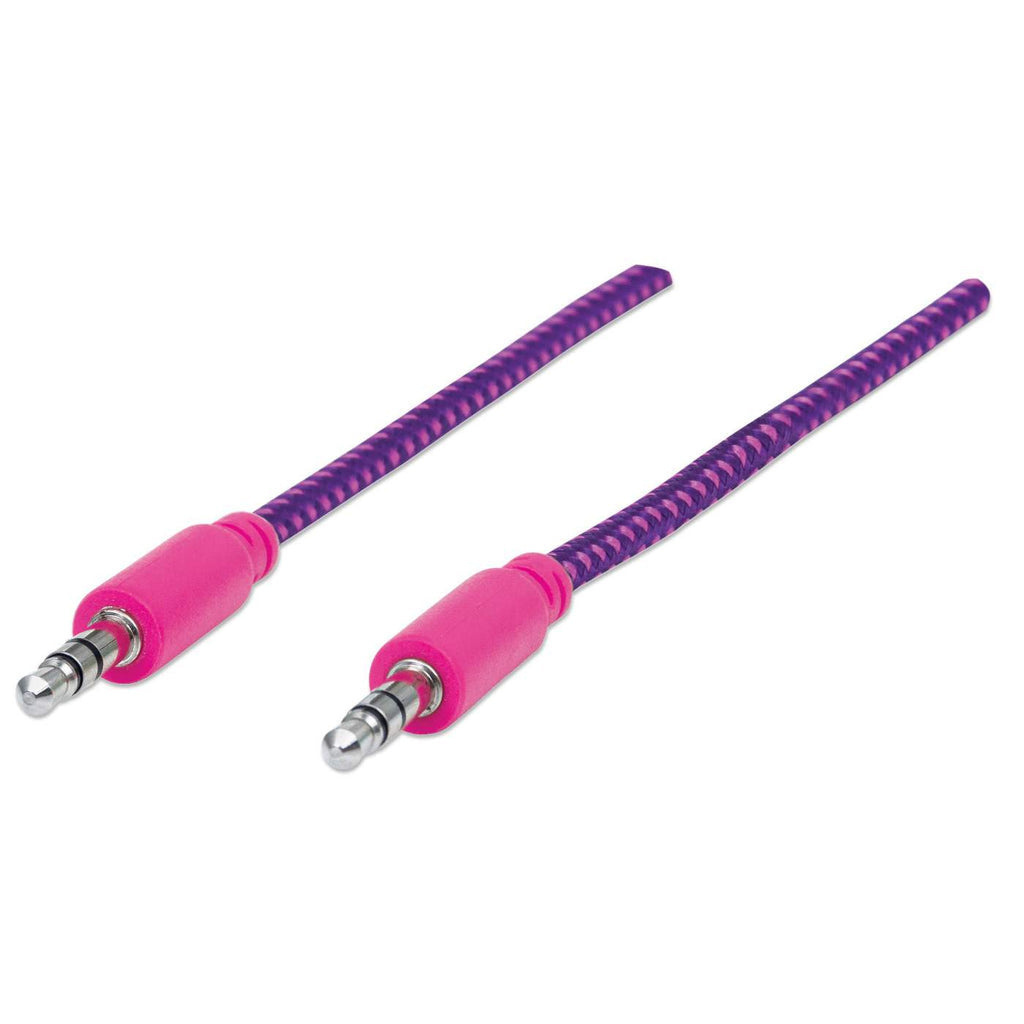 CABLE ESTEREO A IPOD M-M 1.0M TEXTIL MORADO/ROSA.