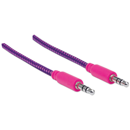 CABLE ESTEREO A IPOD M-M 1.0M TEXTIL MORADO/ROSA.