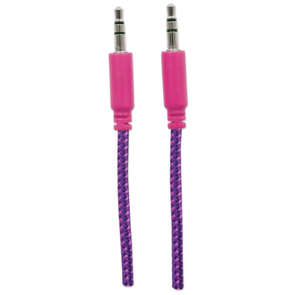 CABLE ESTEREO A IPOD M-M 1.0M TEXTIL MORADO/ROSA.