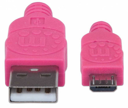 CABLE USB V2 A-MICRO B BOLSA TEXTIL 1.8M ROSA/MORADO.