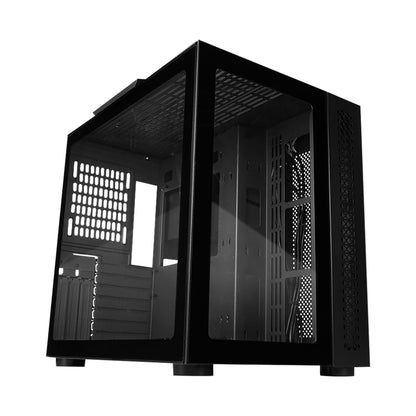 Gabinete Vorago Game Factor CSG700 ATX FishTank Doble Cristal USB 2.0/USB 3.0/Audio 3.5 mm/Micrófono Negro