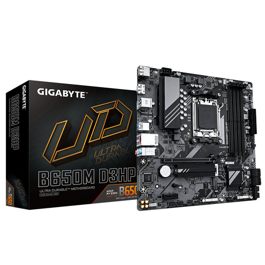 Tarjeta Madre Gigabyte B650M D3HP 4xDDR5 256GB 8000Mhz HDMI DP USB-C M.2 PCIe 4.0 S AM5 Ryzen mATX