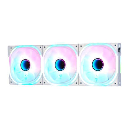 Kit Ventiladores Vorago Game Factor FKG500 Modulares 3 FANS 120mm 58 CFM RGB Control Remoto Blanco