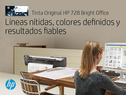 Tinta HP DesignJet 728 LF 130ml Color Negro Mate