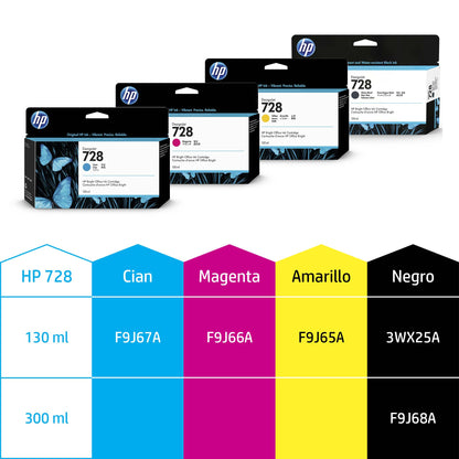 HP 728 NEGRO MATTE TINTA AMPLIO FORMATO F9J68A