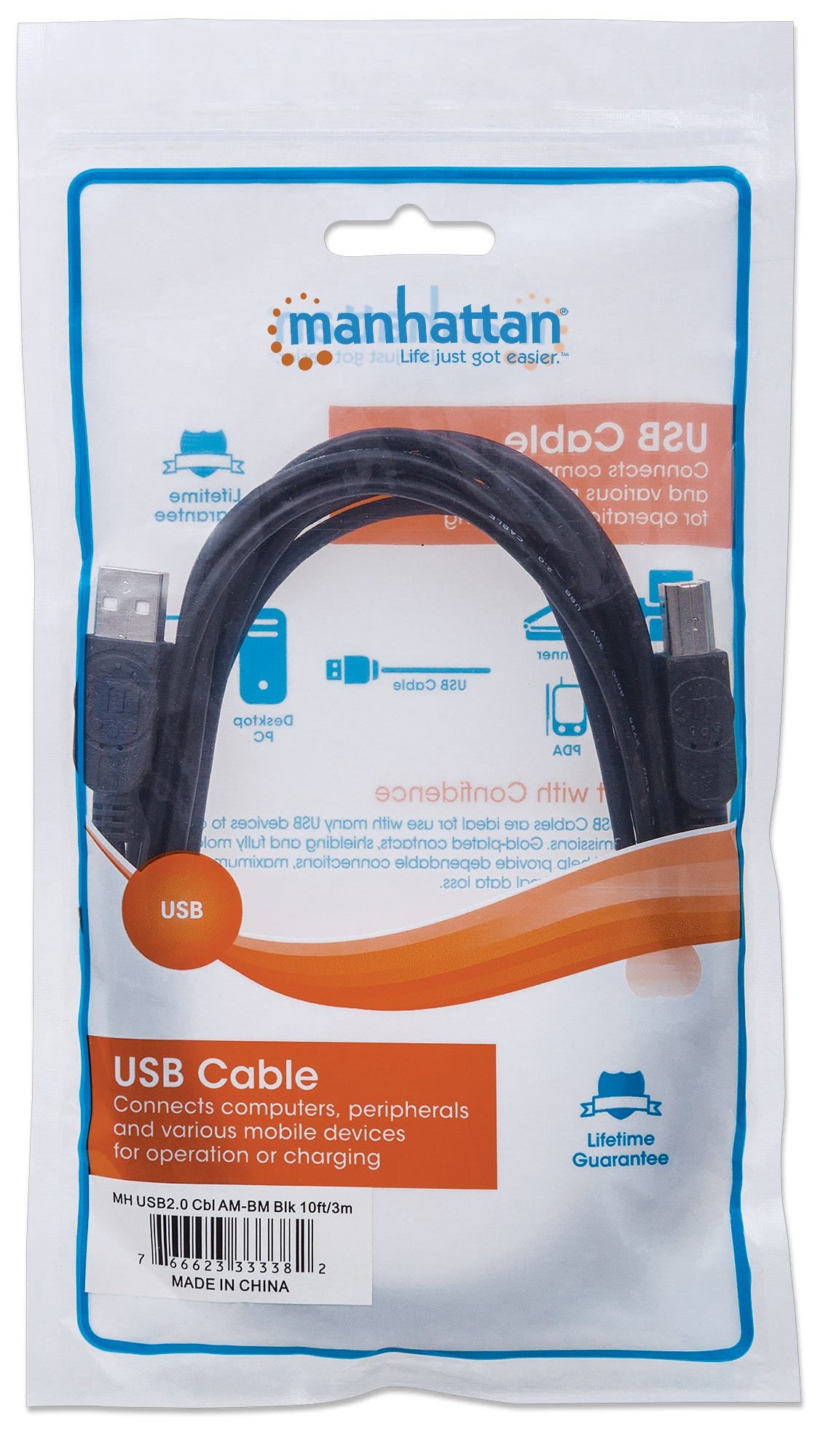 CABLE USB A-B 3.0M IMPRESORA NEGRO