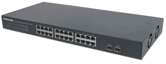 Switch Intellinet 24 Puertos Gigabit Ethernet con 2 Puertos SFP Montaje en Rack 19"