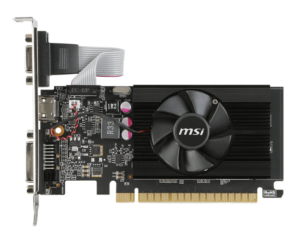 Tarjeta de Video MSI GeForce GT710 2GB Low Profile Single Fan DDR3 PCIe 2.0 1xHDMI 1xDVI-D 1xD-SUB