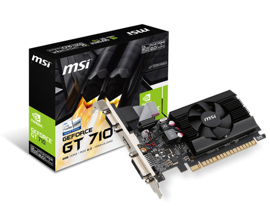 Tarjeta de Video MSI GeForce GT710 2GB Low Profile Single Fan DDR3 PCIe 2.0 1xHDMI 1xDVI-D 1xD-SUB