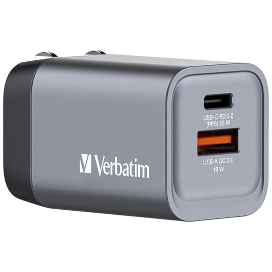 Cargador Verbatim de pared GaN - 2 puertos 35 W